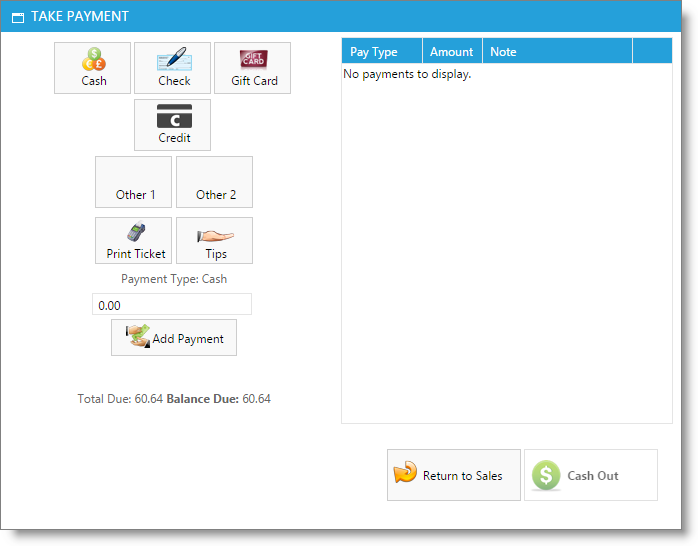 Take Payment Screen - EMV Device