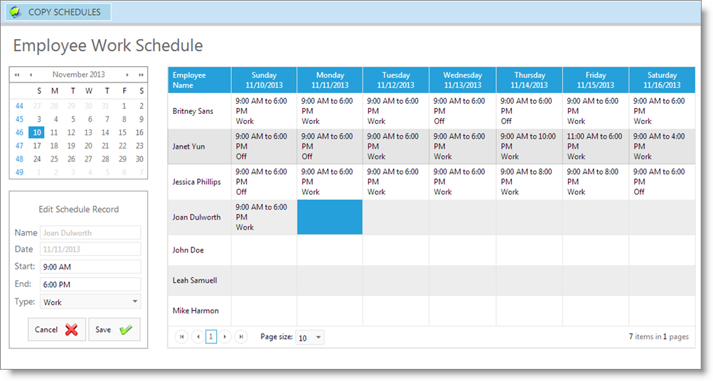 EmployeeWorkSchedule